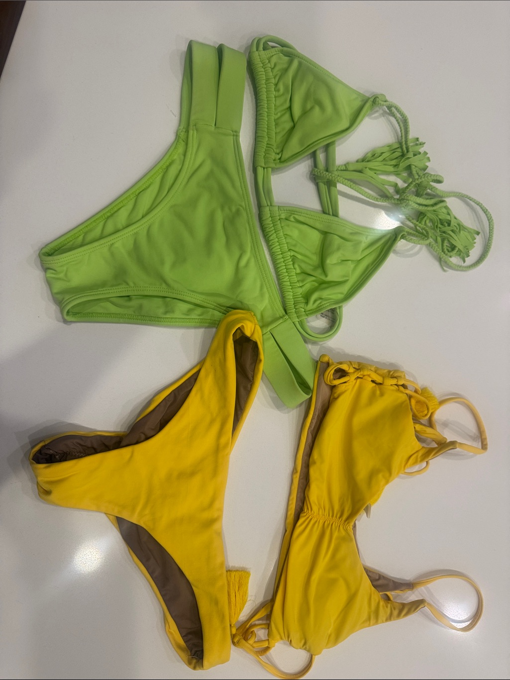 Pilyq Lime Green & Yellow Bikini Set Size Small Amazing Condition! Gorg